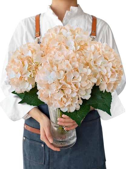 JINWOE Fall Boho Hydrangea Artificial Flowers,4PCS 21" Silk Real Touch Flowers, Faux Flowers Fake Artificial Hydrangeas with Stems for Bouquet Table Centerpieces Halloween
