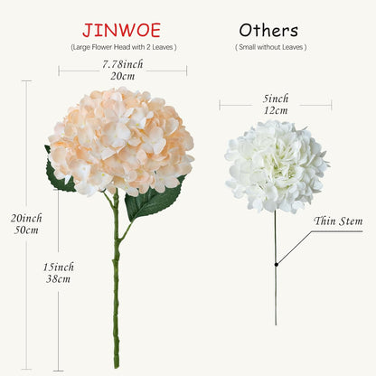 JINWOE Fall Boho Hydrangea Artificial Flowers,4PCS 21" Silk Real Touch Flowers, Faux Flowers Fake Artificial Hydrangeas with Stems for Bouquet Table Centerpieces Halloween