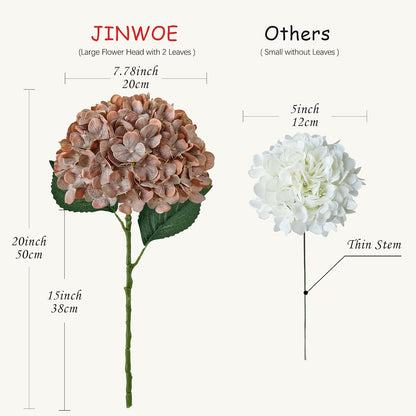 JINWOE Fall Boho Hydrangea Artificial Flowers,4PCS 21" Silk Real Touch Flowers, Faux Flowers Fake Artificial Hydrangeas with Stems for Bouquet Table Centerpieces Halloween