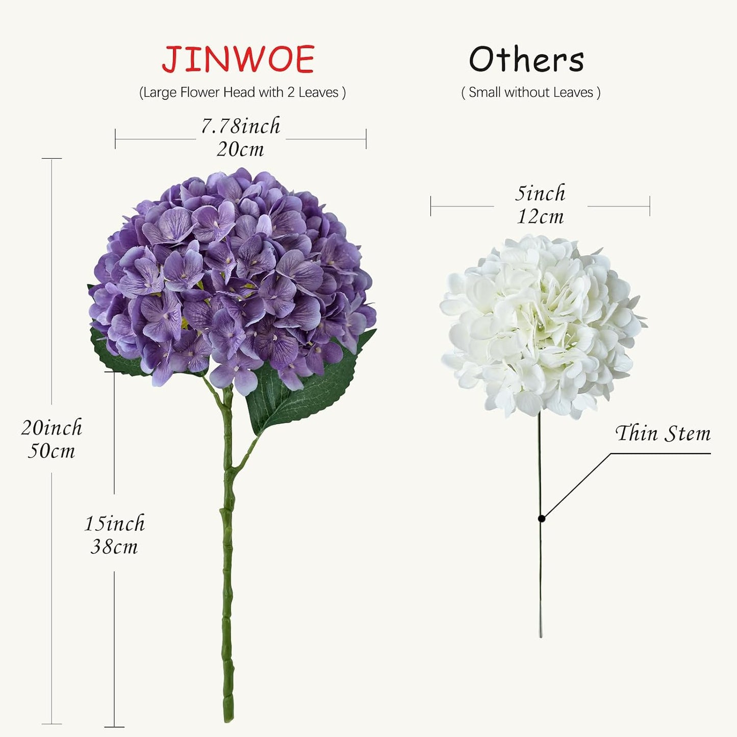 JINWOE Fall Boho Hydrangea Artificial Flowers,4PCS 21" Silk Real Touch Flowers, Faux Flowers Fake Artificial Hydrangeas with Stems for Bouquet Table Centerpieces Halloween
