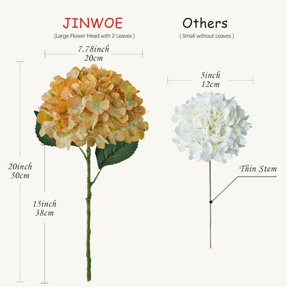JINWOE Fall Boho Hydrangea Artificial Flowers,4PCS 21" Silk Real Touch Flowers, Faux Flowers Fake Artificial Hydrangeas with Stems for Bouquet Table Centerpieces Halloween