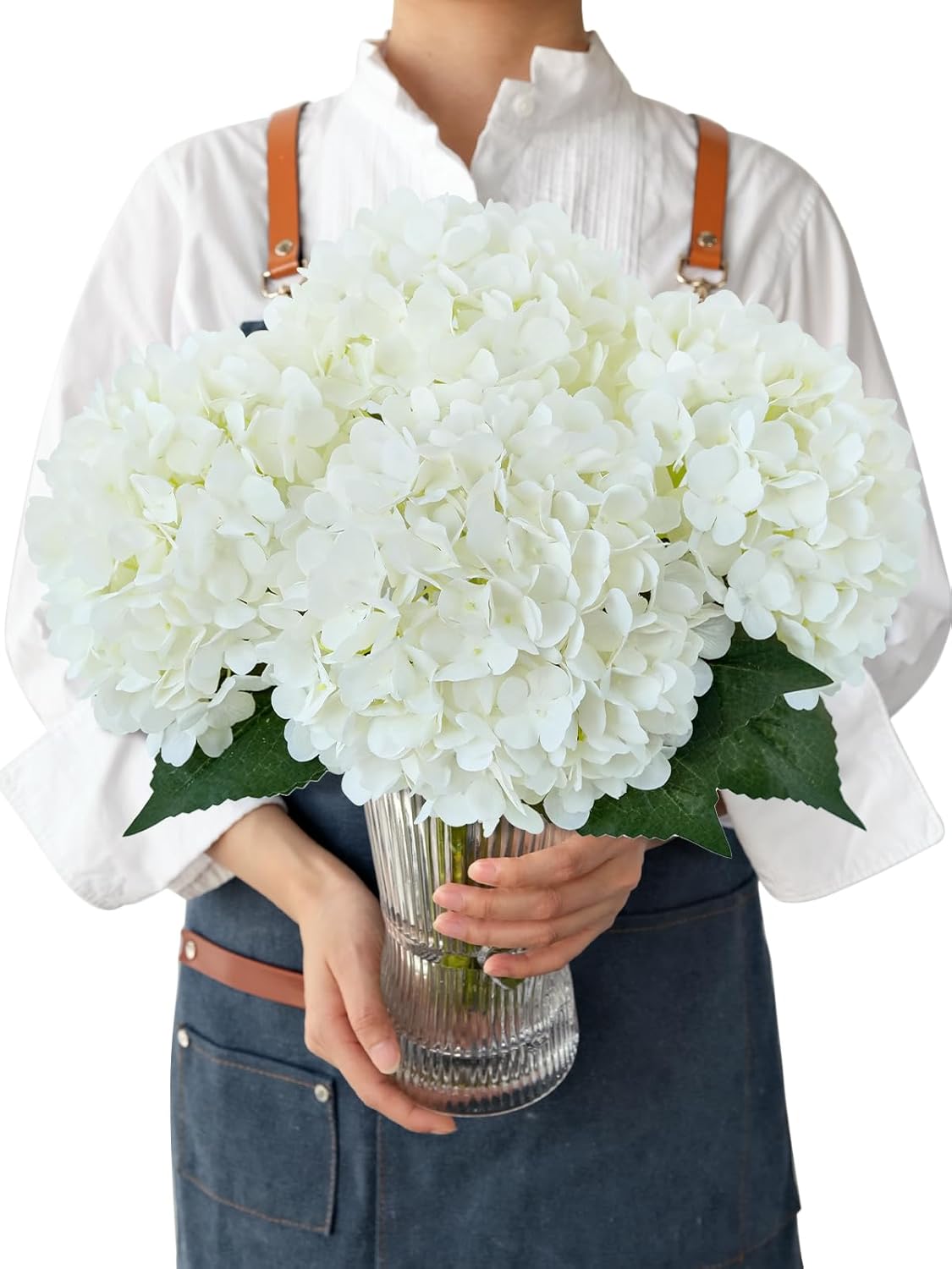 JINWOE Fall Boho Hydrangea Artificial Flowers,4PCS 21" Silk Real Touch Flowers, Faux Flowers Fake Artificial Hydrangeas with Stems for Bouquet Table Centerpieces Halloween