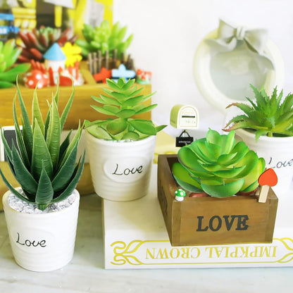 Fake Succulent Plants, 6pcs Mini Green Succulent Plants Faux, Artificial Succulents Plants for DIY Crafting Home Floral Wall Office Decoration (excluding pots)