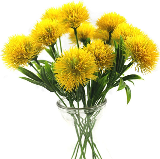 10 Pcs Dandelion Artificial Flowers Plants Bouquet Plastic Flower for Home Decoration/Wedding Decor (Yellow)