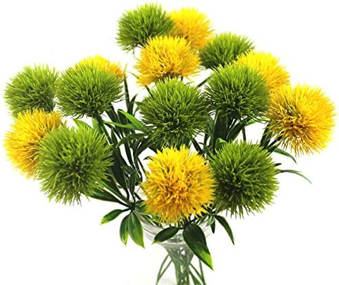 10 Pcs Dandelion Artificial Flowers Plants Bouquet Plastic Flower for Home Decoration/Wedding Decor (Yellow)