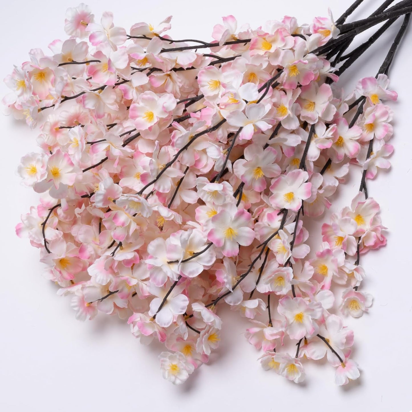 8 Pack Artificial Cherry Blossom Branches - 20 Inch Real Touch Silk Flowers with Bendable Stems for Vase, Wedding, Home Office Decor, Spring Floral, Party & Event Decor (Blush Pink Gradient)