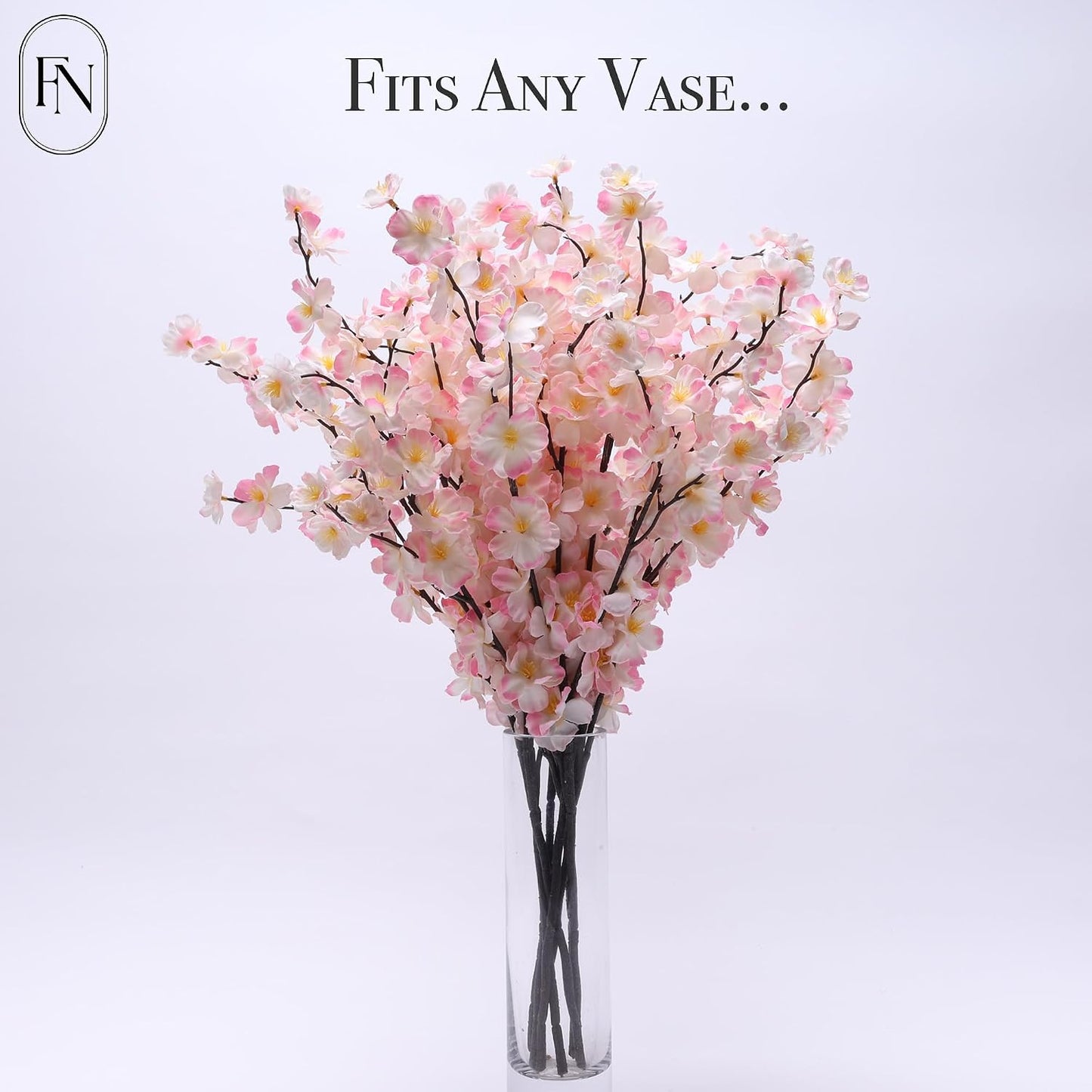 8 Pack Artificial Cherry Blossom Branches - 20 Inch Real Touch Silk Flowers with Bendable Stems for Vase, Wedding, Home Office Decor, Spring Floral, Party & Event Decor (Blush Pink Gradient)