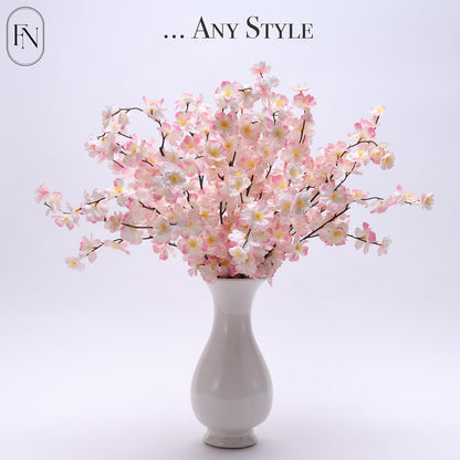 8 Pack Artificial Cherry Blossom Branches - 20 Inch Real Touch Silk Flowers with Bendable Stems for Vase, Wedding, Home Office Decor, Spring Floral, Party & Event Decor (Blush Pink Gradient)