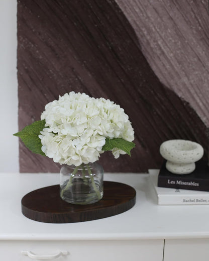 Real Touch Artificial Flowers White Hydrangea in Vase for Home Decoration