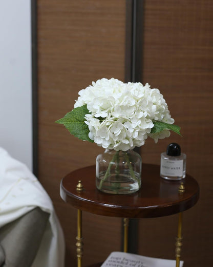 Real Touch Artificial Flowers White Hydrangea in Vase for Home Decoration