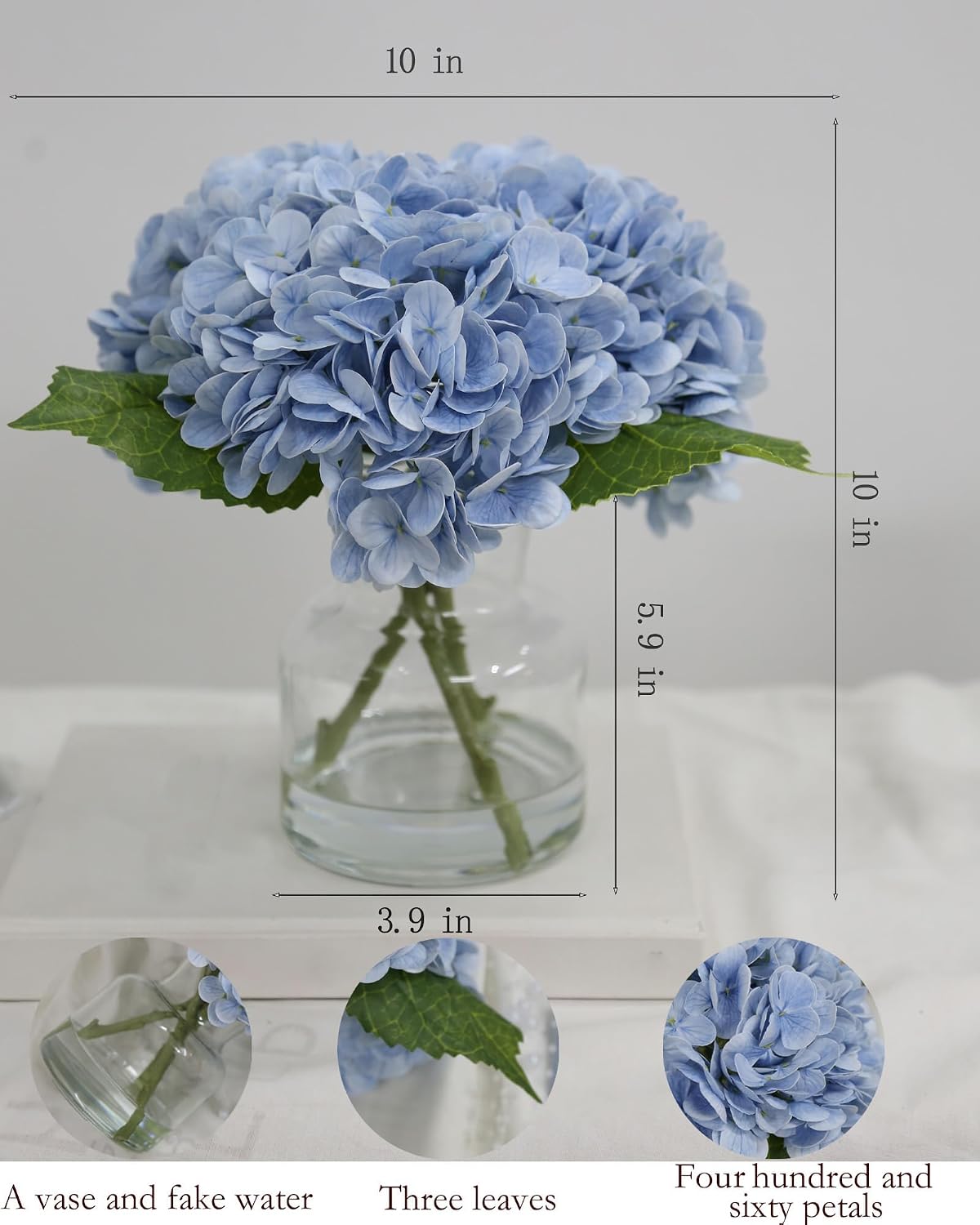 Real Touch Artificial Flowers White Hydrangea in Vase for Home Decoration