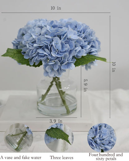 Real Touch Artificial Flowers White Hydrangea in Vase for Home Decoration