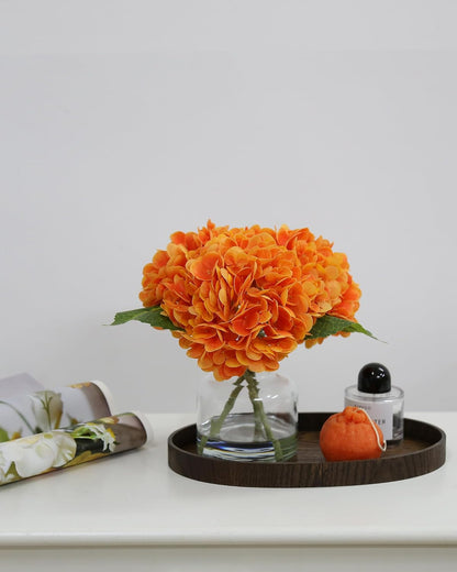 Real Touch Artificial Flowers White Hydrangea in Vase for Home Decoration