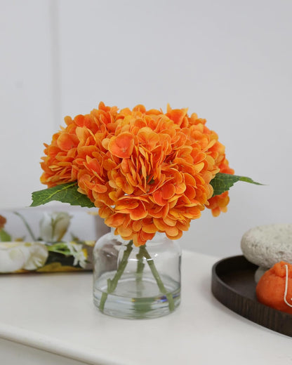 Real Touch Artificial Flowers White Hydrangea in Vase for Home Decoration
