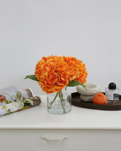 Real Touch Artificial Flowers White Hydrangea in Vase for Home Decoration