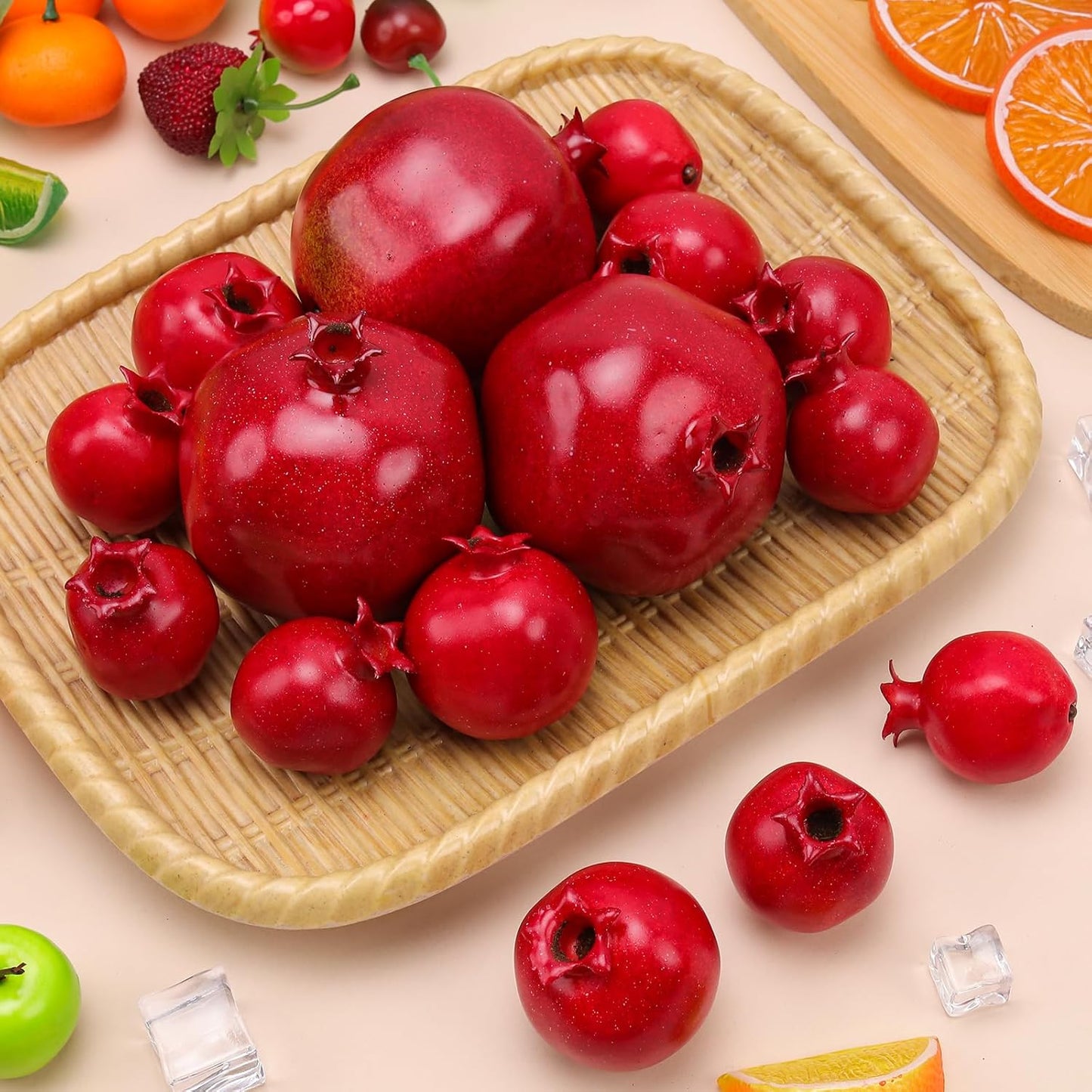 15 PCS Artificial Pomegranate Decoration Fake Fruit Model Realistic Lifelike Vegetable Display for New Year Garden Restaurant
