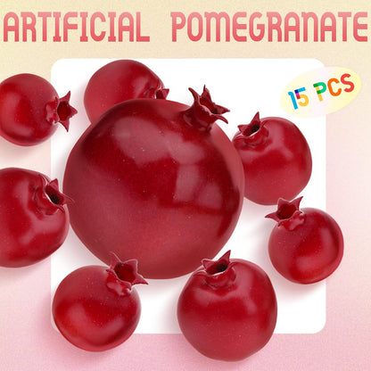 15 PCS Artificial Pomegranate Decoration Fake Fruit Model Realistic Lifelike Vegetable Display for New Year Garden Restaurant