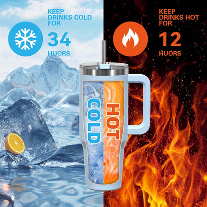 40 oz Shiny Tumbler with Handle and Straw,Stainless Steel Tumbler with Lid and Straw,Insulated Travel Mug(Cold for 34 Hours),Water Bottle for Iced Tea,Coffee (Yellow)