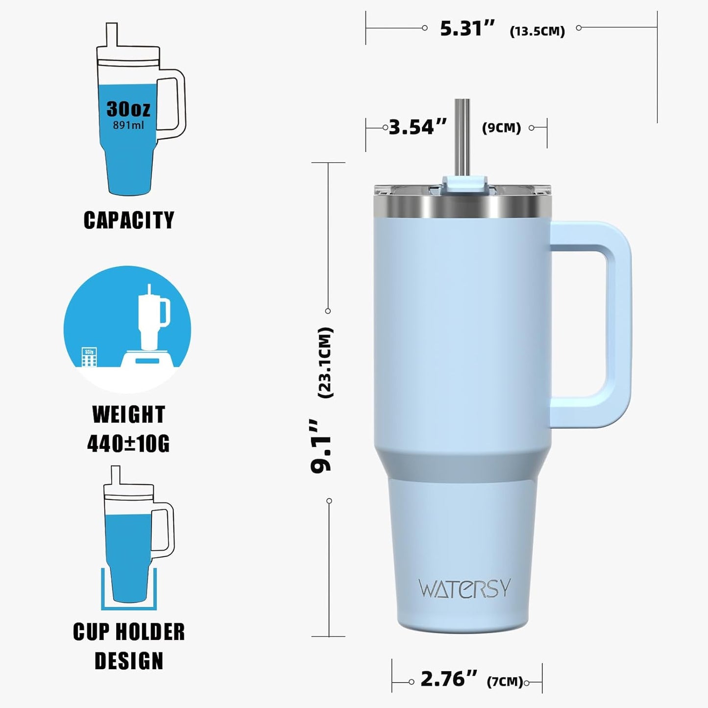 40 oz Shiny Tumbler with Handle and Straw,Stainless Steel Tumbler with Lid and Straw,Insulated Travel Mug(Cold for 34 Hours),Water Bottle for Iced Tea,Coffee (Yellow)