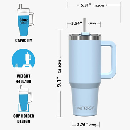 40 oz Shiny Tumbler with Handle and Straw,Stainless Steel Tumbler with Lid and Straw,Insulated Travel Mug(Cold for 34 Hours),Water Bottle for Iced Tea,Coffee (Yellow)