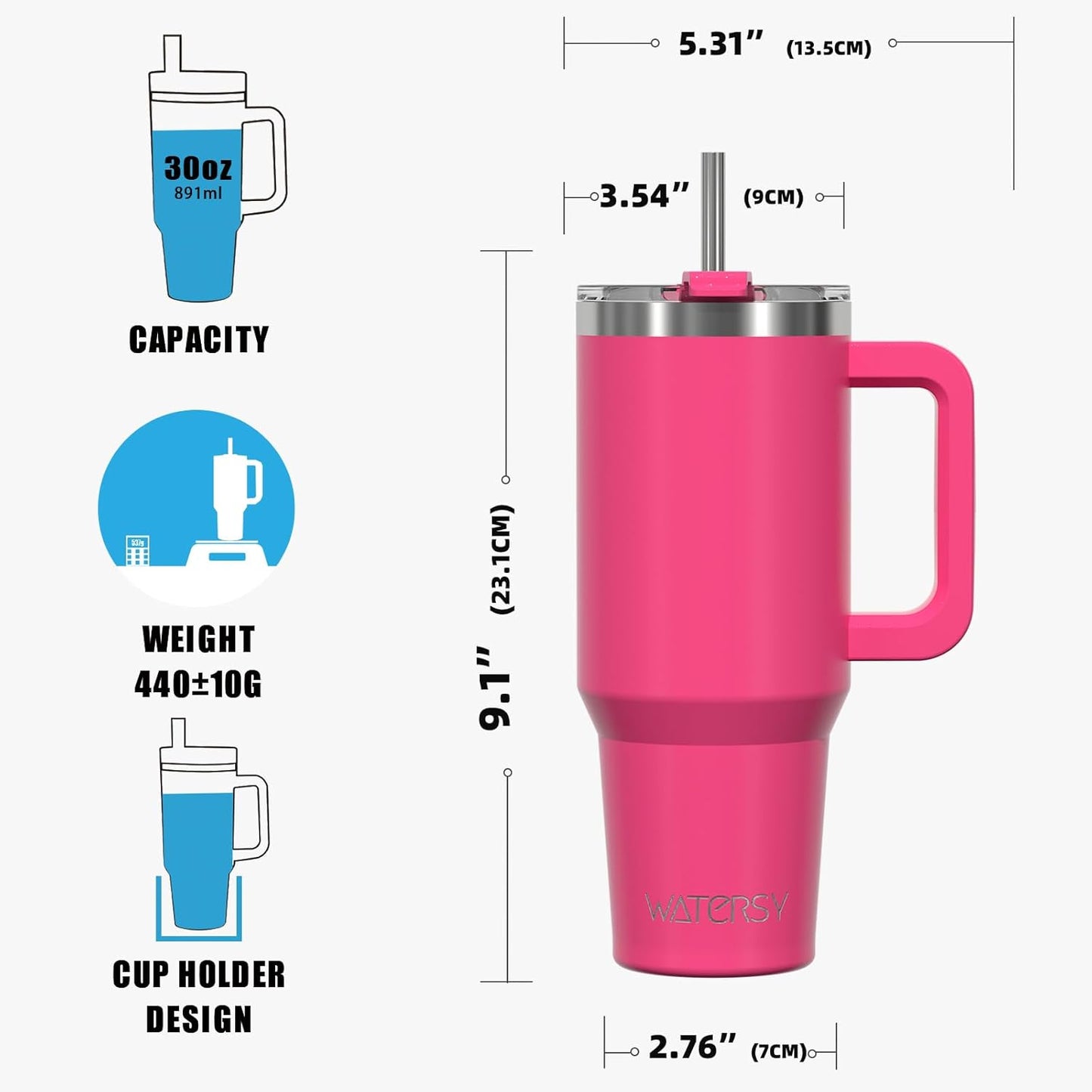 40 oz Shiny Tumbler with Handle and Straw,Stainless Steel Tumbler with Lid and Straw,Insulated Travel Mug(Cold for 34 Hours),Water Bottle for Iced Tea,Coffee (Yellow)