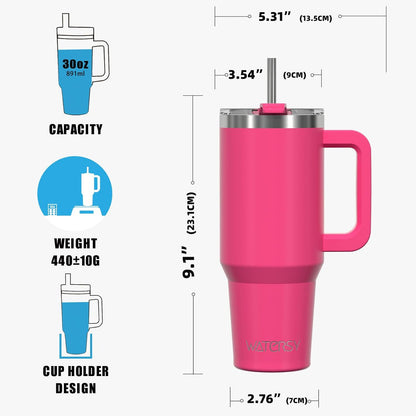 40 oz Shiny Tumbler with Handle and Straw,Stainless Steel Tumbler with Lid and Straw,Insulated Travel Mug(Cold for 34 Hours),Water Bottle for Iced Tea,Coffee (Yellow)