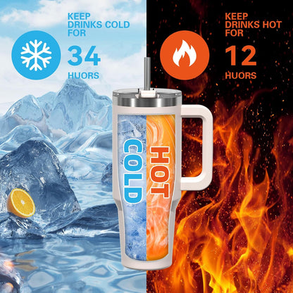 40 oz Shiny Tumbler with Handle and Straw,Stainless Steel Tumbler with Lid and Straw,Insulated Travel Mug(Cold for 34 Hours),Water Bottle for Iced Tea,Coffee (Yellow)