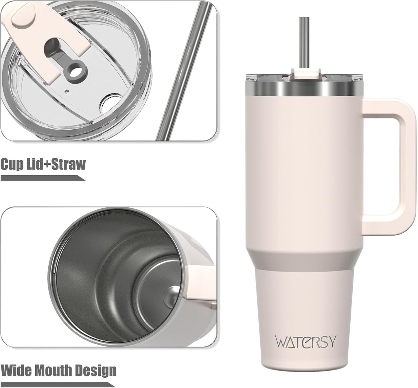 40 oz Shiny Tumbler with Handle and Straw,Stainless Steel Tumbler with Lid and Straw,Insulated Travel Mug(Cold for 34 Hours),Water Bottle for Iced Tea,Coffee (Yellow)