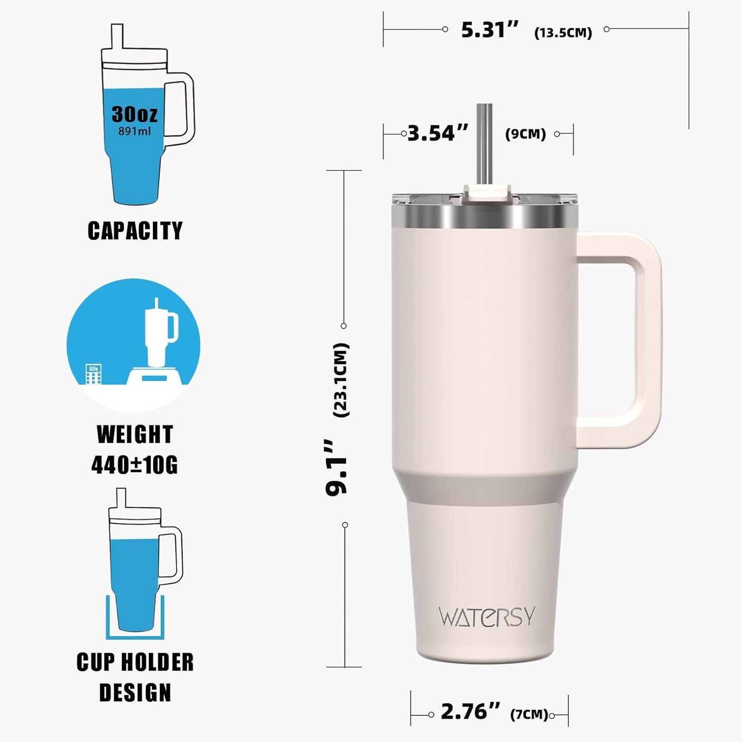 40 oz Shiny Tumbler with Handle and Straw,Stainless Steel Tumbler with Lid and Straw,Insulated Travel Mug(Cold for 34 Hours),Water Bottle for Iced Tea,Coffee (Yellow)
