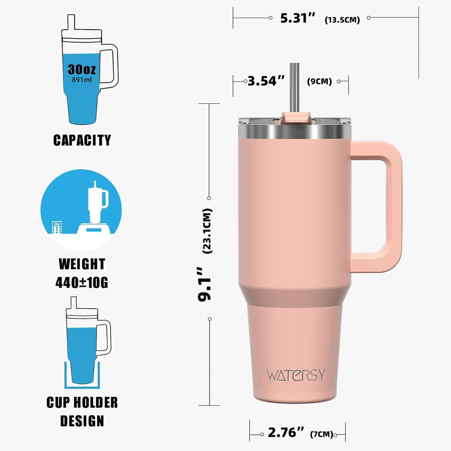 40 oz Shiny Tumbler with Handle and Straw,Stainless Steel Tumbler with Lid and Straw,Insulated Travel Mug(Cold for 34 Hours),Water Bottle for Iced Tea,Coffee (Yellow)