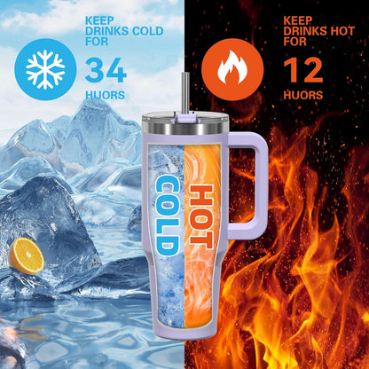 40 oz Shiny Tumbler with Handle and Straw,Stainless Steel Tumbler with Lid and Straw,Insulated Travel Mug(Cold for 34 Hours),Water Bottle for Iced Tea,Coffee (Yellow)
