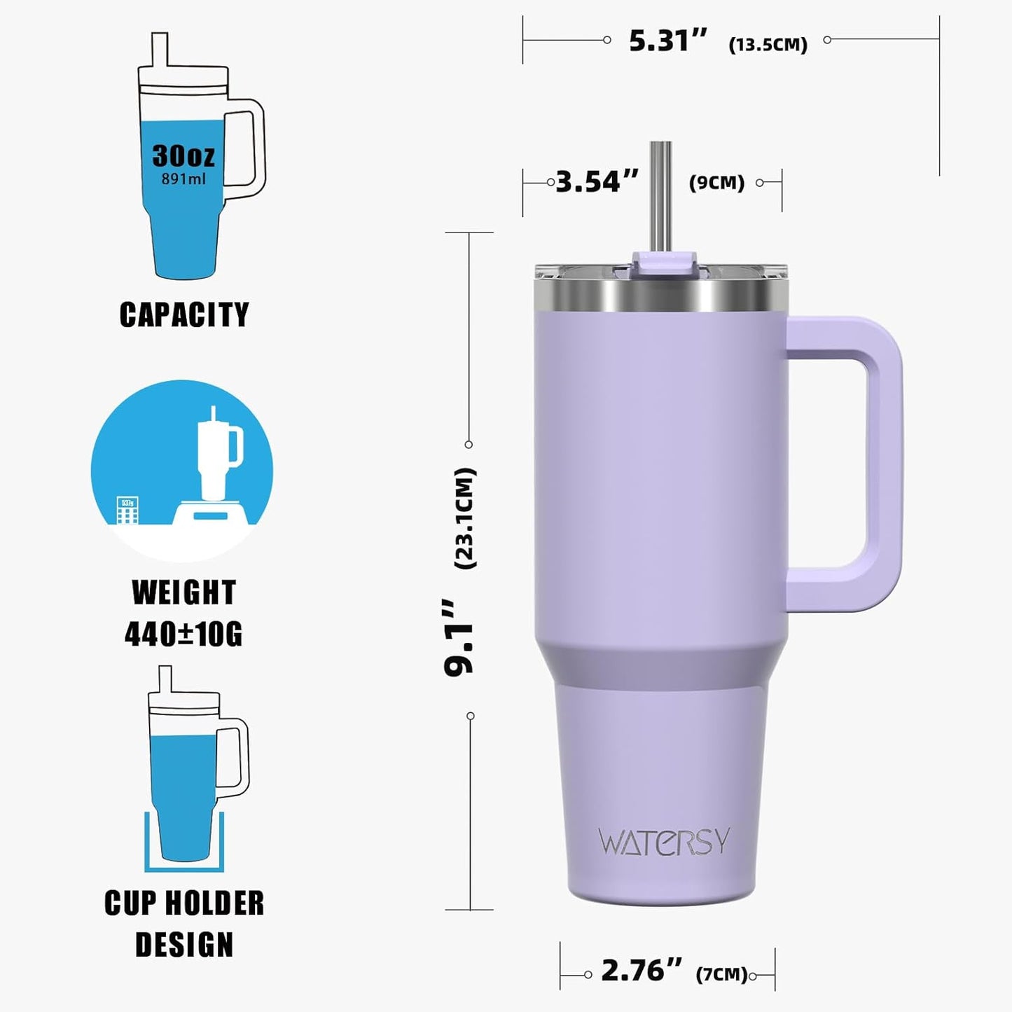 40 oz Shiny Tumbler with Handle and Straw,Stainless Steel Tumbler with Lid and Straw,Insulated Travel Mug(Cold for 34 Hours),Water Bottle for Iced Tea,Coffee (Yellow)