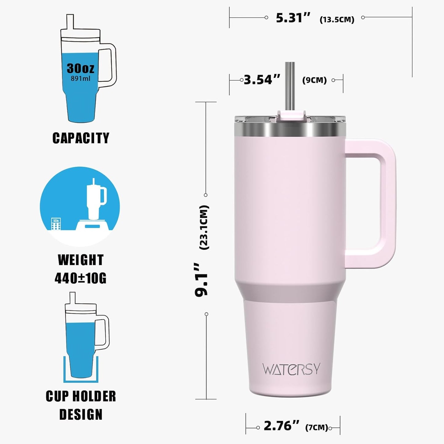 40 oz Shiny Tumbler with Handle and Straw,Stainless Steel Tumbler with Lid and Straw,Insulated Travel Mug(Cold for 34 Hours),Water Bottle for Iced Tea,Coffee (Yellow)