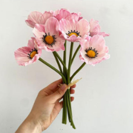 Artificial Flowers False Poppy Flowers,10 pcs Artificial Poppy Silk Fake Flowers,No Fade PU Fake Latex Flowers for Kitchen Table Centerpiece Wedding Holiday Bridal Bouquet Home Party Decor (Red)