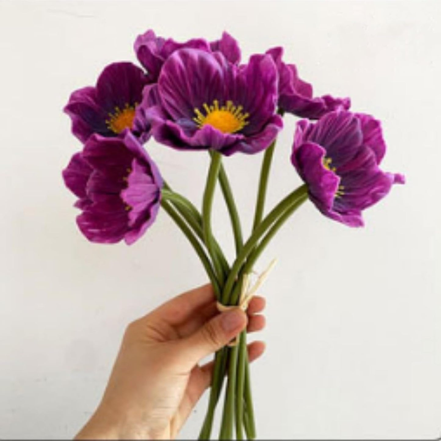 Artificial Flowers False Poppy Flowers,10 pcs Artificial Poppy Silk Fake Flowers,No Fade PU Fake Latex Flowers for Kitchen Table Centerpiece Wedding Holiday Bridal Bouquet Home Party Decor (Red)