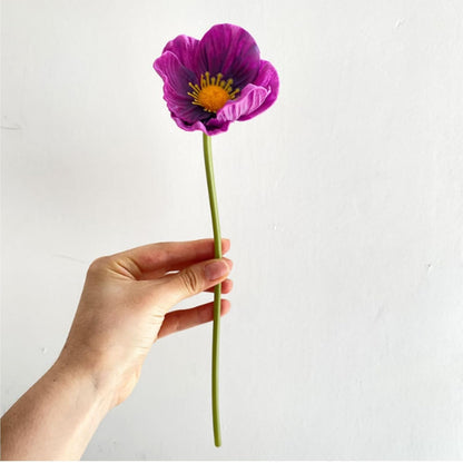 Artificial Flowers False Poppy Flowers,10 pcs Artificial Poppy Silk Fake Flowers,No Fade PU Fake Latex Flowers for Kitchen Table Centerpiece Wedding Holiday Bridal Bouquet Home Party Decor (Red)