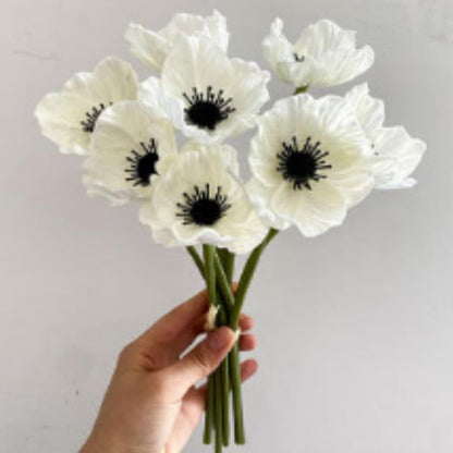 Artificial Flowers False Poppy Flowers,10 pcs Artificial Poppy Silk Fake Flowers,No Fade PU Fake Latex Flowers for Kitchen Table Centerpiece Wedding Holiday Bridal Bouquet Home Party Decor (Red)