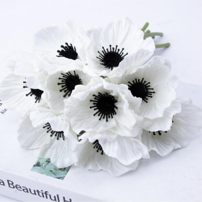 Artificial Flowers False Poppy Flowers,10 pcs Artificial Poppy Silk Fake Flowers,No Fade PU Fake Latex Flowers for Kitchen Table Centerpiece Wedding Holiday Bridal Bouquet Home Party Decor (Red)