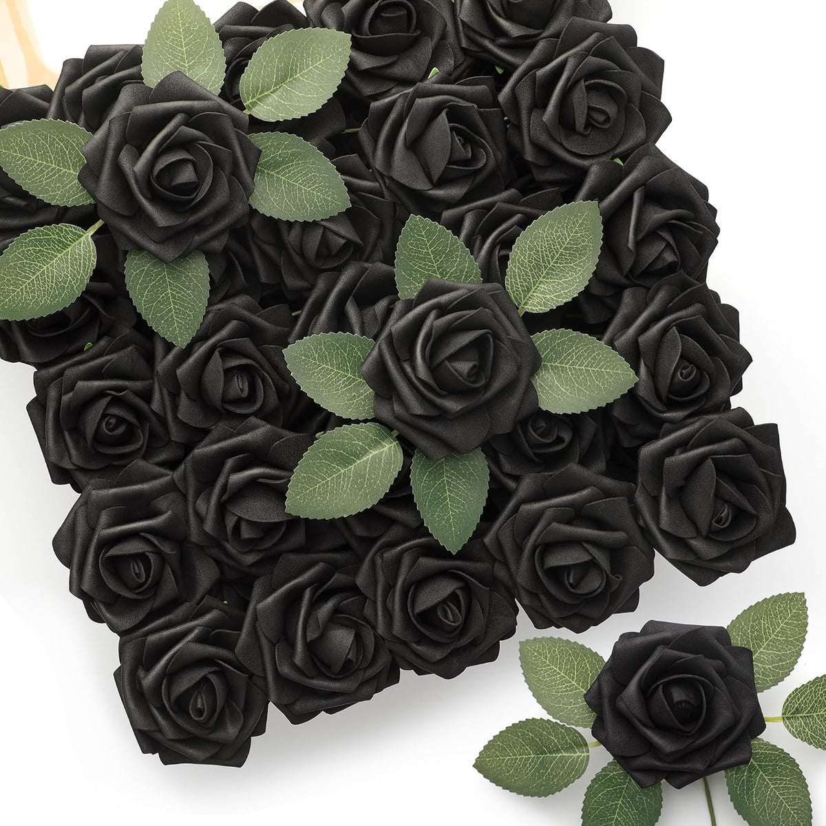 50Pcs Rose Artificial Flowers, lavender Fake Roses for Decorations, Light Purple Foam Fake Flowers with Stems DIY Wedding Bouquet Bridal Shower Centerpieces Floral Arrangement Party Home Decor