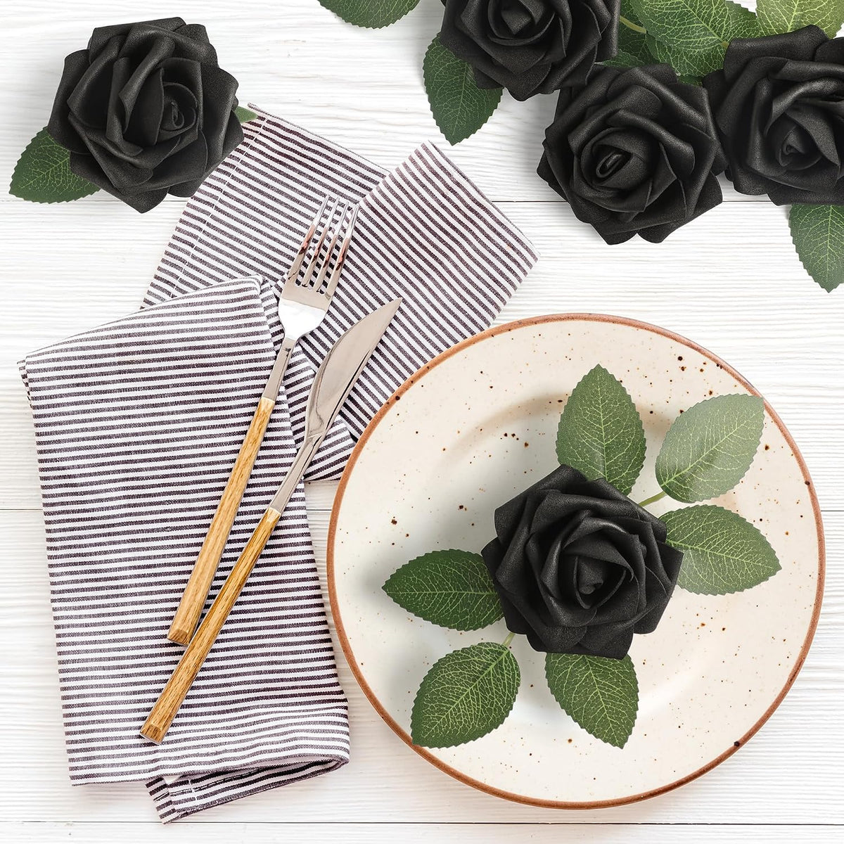 50Pcs Rose Artificial Flowers, lavender Fake Roses for Decorations, Light Purple Foam Fake Flowers with Stems DIY Wedding Bouquet Bridal Shower Centerpieces Floral Arrangement Party Home Decor