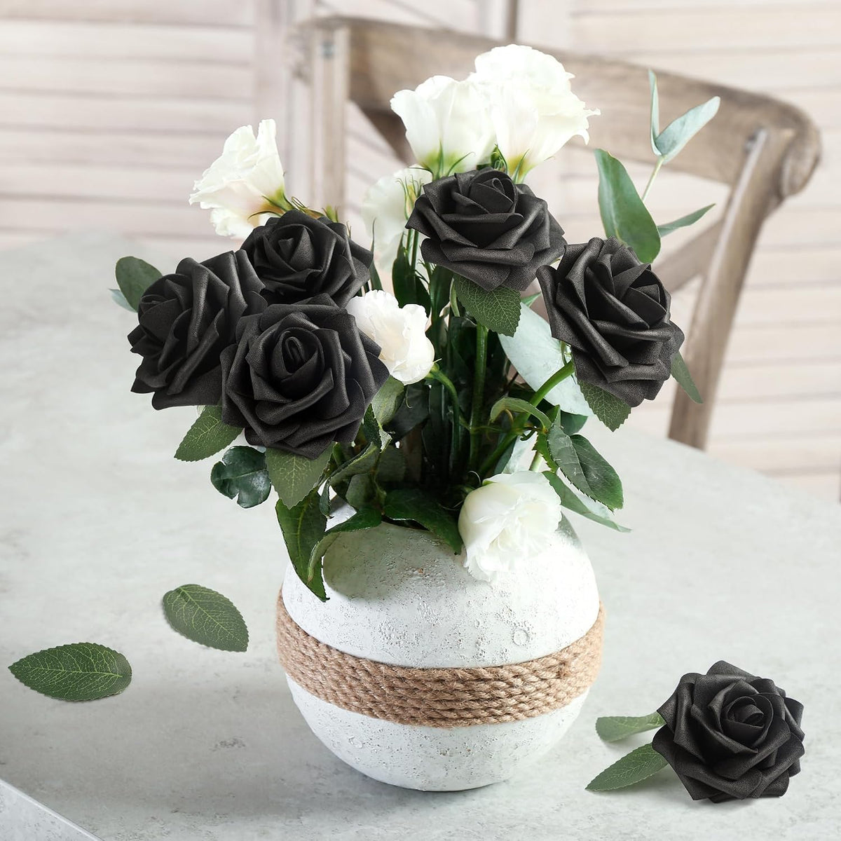 50Pcs Rose Artificial Flowers, lavender Fake Roses for Decorations, Light Purple Foam Fake Flowers with Stems DIY Wedding Bouquet Bridal Shower Centerpieces Floral Arrangement Party Home Decor
