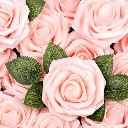 50Pcs Rose Artificial Flowers, lavender Fake Roses for Decorations, Light Purple Foam Fake Flowers with Stems DIY Wedding Bouquet Bridal Shower Centerpieces Floral Arrangement Party Home Decor
