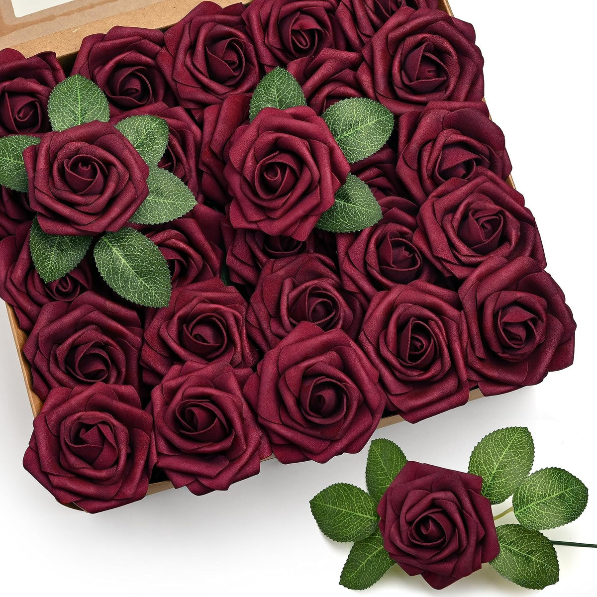 50Pcs Rose Artificial Flowers, lavender Fake Roses for Decorations, Light Purple Foam Fake Flowers with Stems DIY Wedding Bouquet Bridal Shower Centerpieces Floral Arrangement Party Home Decor