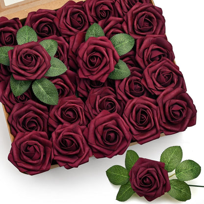 50Pcs Rose Artificial Flowers, lavender Fake Roses for Decorations, Light Purple Foam Fake Flowers with Stems DIY Wedding Bouquet Bridal Shower Centerpieces Floral Arrangement Party Home Decor