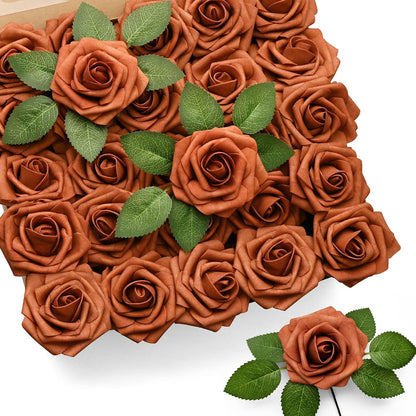50Pcs Rose Artificial Flowers, lavender Fake Roses for Decorations, Light Purple Foam Fake Flowers with Stems DIY Wedding Bouquet Bridal Shower Centerpieces Floral Arrangement Party Home Decor