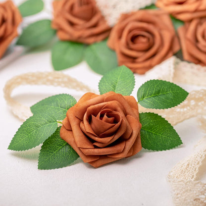 50Pcs Rose Artificial Flowers, lavender Fake Roses for Decorations, Light Purple Foam Fake Flowers with Stems DIY Wedding Bouquet Bridal Shower Centerpieces Floral Arrangement Party Home Decor