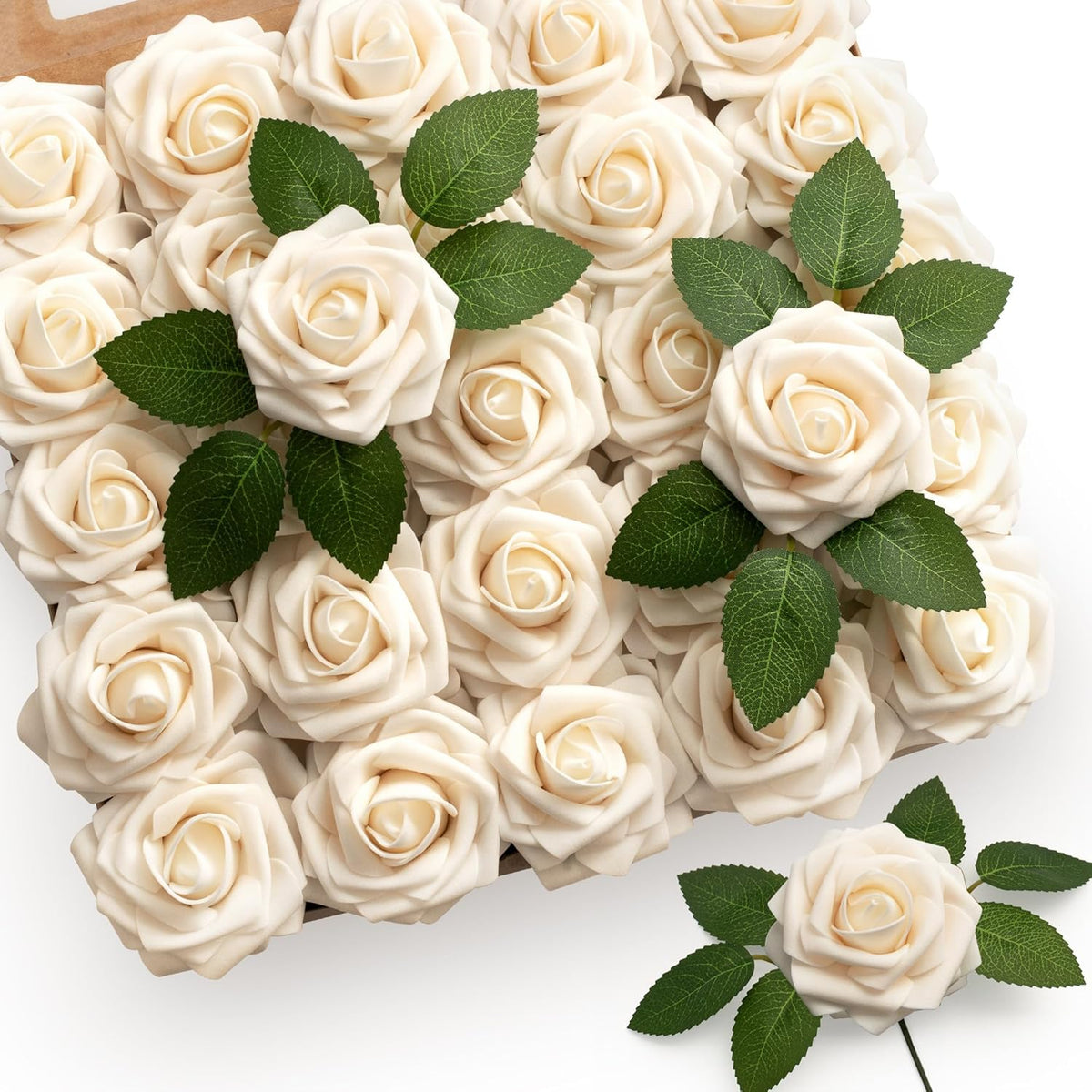 50Pcs Rose Artificial Flowers, lavender Fake Roses for Decorations, Light Purple Foam Fake Flowers with Stems DIY Wedding Bouquet Bridal Shower Centerpieces Floral Arrangement Party Home Decor