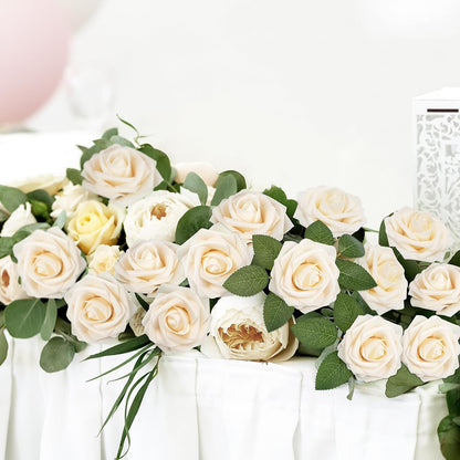 50Pcs Rose Artificial Flowers, lavender Fake Roses for Decorations, Light Purple Foam Fake Flowers with Stems DIY Wedding Bouquet Bridal Shower Centerpieces Floral Arrangement Party Home Decor