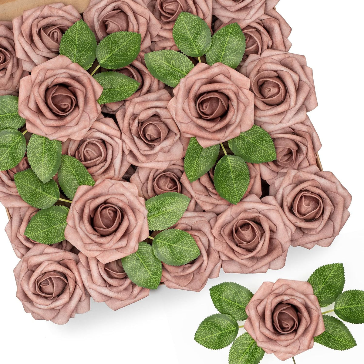 50Pcs Rose Artificial Flowers, lavender Fake Roses for Decorations, Light Purple Foam Fake Flowers with Stems DIY Wedding Bouquet Bridal Shower Centerpieces Floral Arrangement Party Home Decor