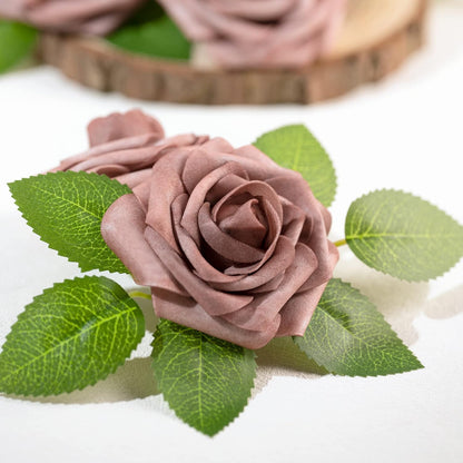 50Pcs Rose Artificial Flowers, lavender Fake Roses for Decorations, Light Purple Foam Fake Flowers with Stems DIY Wedding Bouquet Bridal Shower Centerpieces Floral Arrangement Party Home Decor